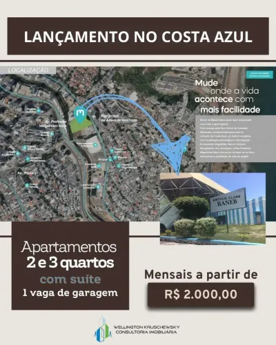APARTAMENTO (COM OPÇÃO GARDEN) 65m² 3 QUARTOS 1 SUÍTE VARANDA 1 VAGA INFRA VENDE COSTA AZU