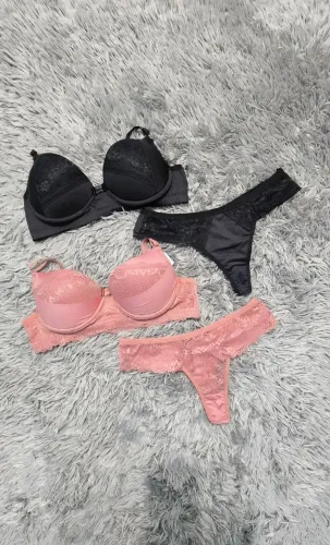 Kit 2 Conjuntos Lingerie Poliamida Sutiã E Calcinha Conforto