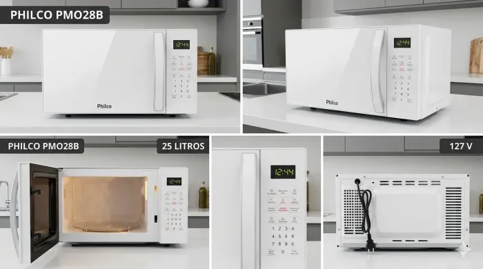 Microondas Philco PM028BB BR 110v 25litros,Branco,