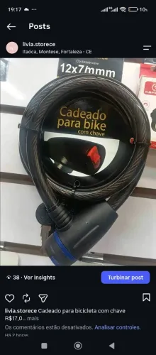 Cadeado para bicicleta com chave