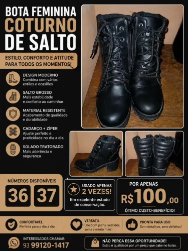bota feminina de Salto - Nº 36 e 37 - Apenas R$ 100
