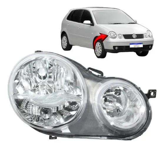Farol Vw Polo 2003 2004 2005 2006 Cromado Dianteiro Novo L.d Direito