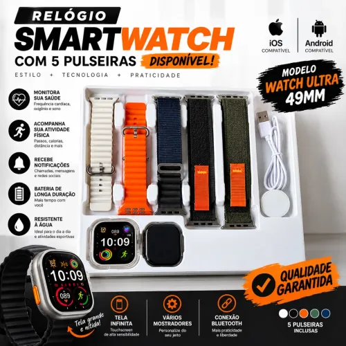 SMARTWATCH WATCH ULTRA 49MM ? COMPLETO COM 5 PULSEIRAS!
