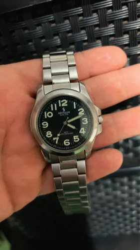 Relógio Seculus Long Life Masculino - Aço Inoxidável, Mostrador Preto