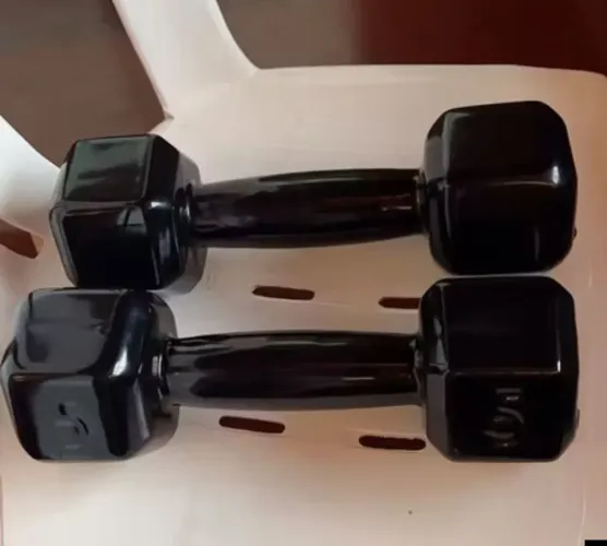 Par de 5 kg halteres - Extremidades quadradas. Novo - Peso de Academia 