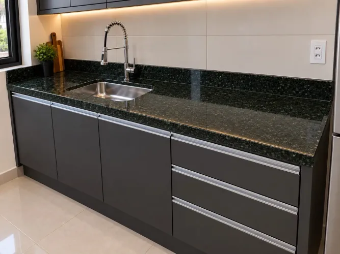 Pia + Bancada granito para cozinha 3 metros
