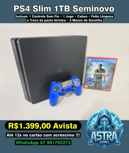 PS4 Slim 1TB Seminovo + Garantia Loja Astra Games !!!