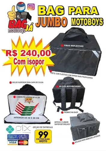 Bag mochila para pizzas de até  45 cm Nova ,  o isopor térmico