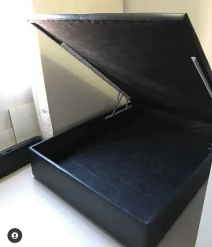 Cama Box Baú Viúva Blindada 128x188 Corino ou Suede Pagamento na Entrega