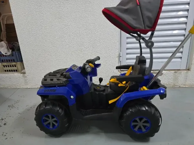 Carrinho De Passeio Ou Pedal Poliquadri Capota Azul Poliplac