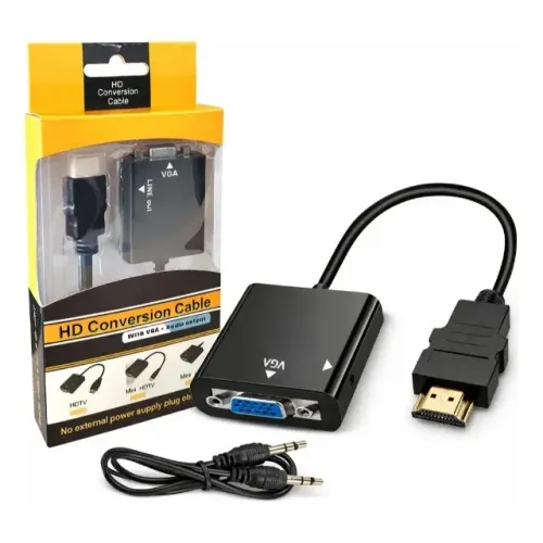 Adaptador HDMI Para VGA Com Áudio P2 Full HD 1080P Universal  