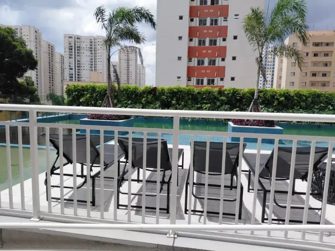 Apartamento mobiliado para locação no Silver Bosque Maia Resort com 2 dormitórios varanda 