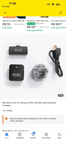 Microfone sem fio compacto Blink 100 B3 Lightning Black