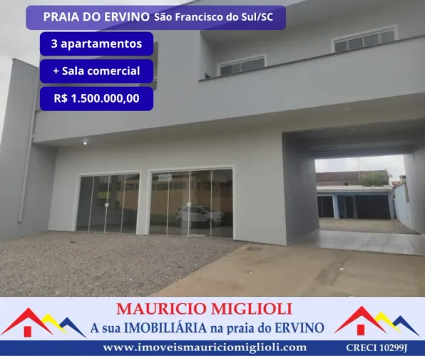 Sala comercial com + 3 apartamentos na Praia do Ervino