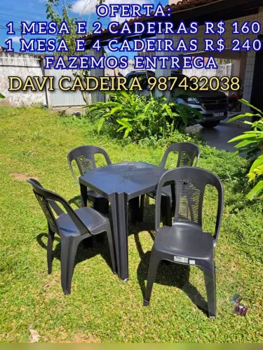 MESA MAIS CADEIRA DE PLASTICO YX NA PREÇO IMB IMBATIVEL