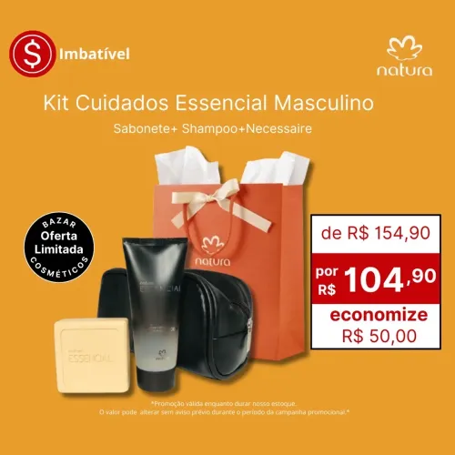 Kit Cuidados Essencial Masculino com Necessaire Couro