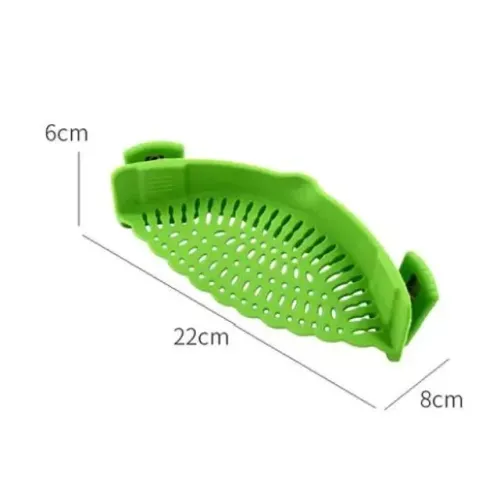 ESCORREDOR DE ALIMENTO ,EM SILICONE, ACOPLÁVEL EM POTES E PANELA<br>