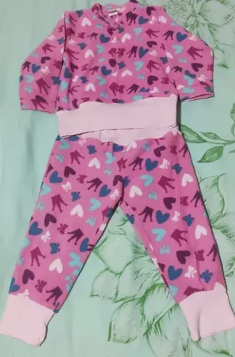 Conjunto blusa e calça infantil e bebê rosa coração tamanho 3 desapego envio imediato