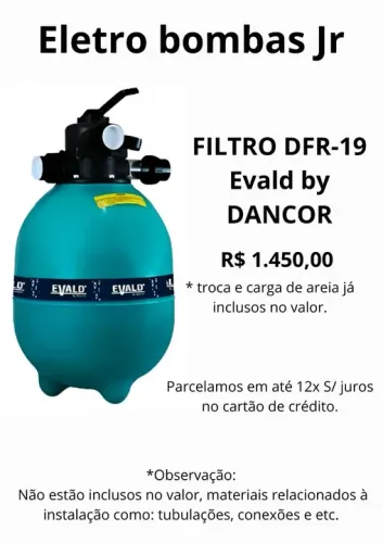 Venda e instalação de filtro de piscina e reparo de motobombas.
