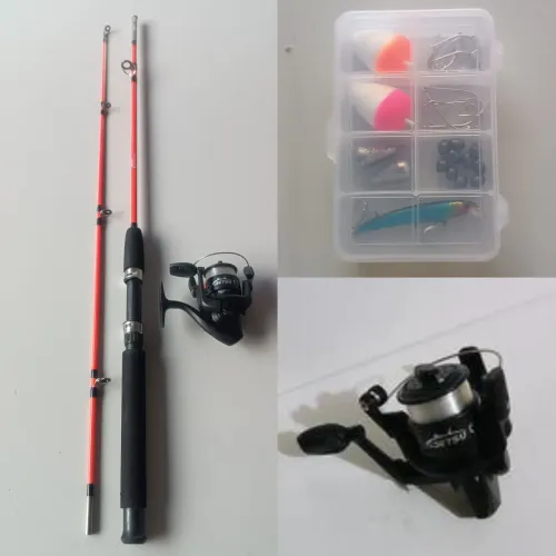 Vara de pesca com molinete e kit