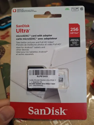 Cartão MicroSD Sandisk Ultra 256GB com Adaptador