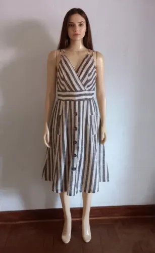 12_Vestido longo listrado / Tam P