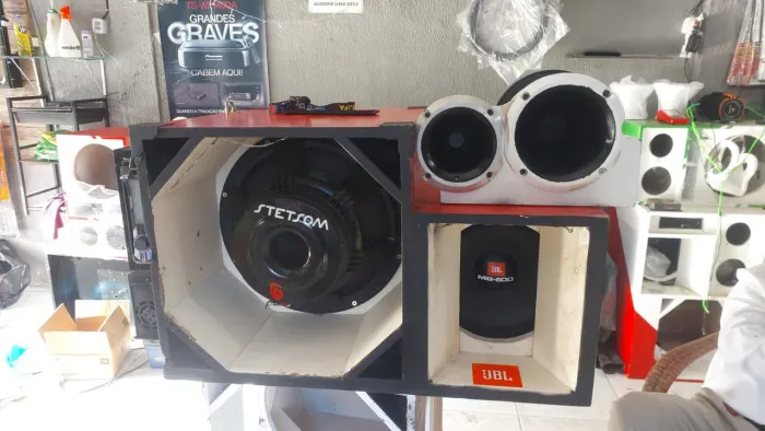 Caixa trio completa som automotivo 