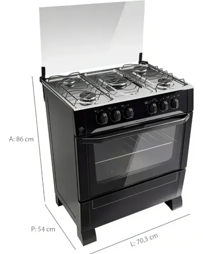 Fogão Braslar 5 Bocas Sírius Plus Automático Mesa De Inox Cor Preto