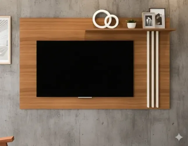 Painel para TV ate 65 polegadas slim Cedro/Off White bella