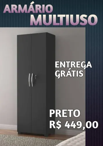 Armário Multiuso Preto - Entrega Grátis