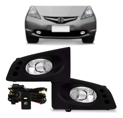 Kit Farol Milha Fit 2009 a 2012 Botão Mod Original
