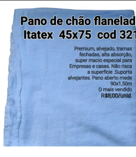 10 Panos de chão flanelado premium Itatex 45x75.pdg.R$65,00