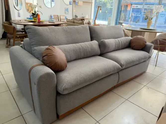 ESTOFADO SOFA CAMA KING 2,30M LINHO CINZA