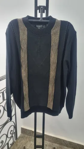 Blusa Sueter Masculino Lã Plus Size Preta - NOVA