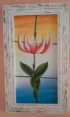 Quadro de Flor com Moldura Artesanal