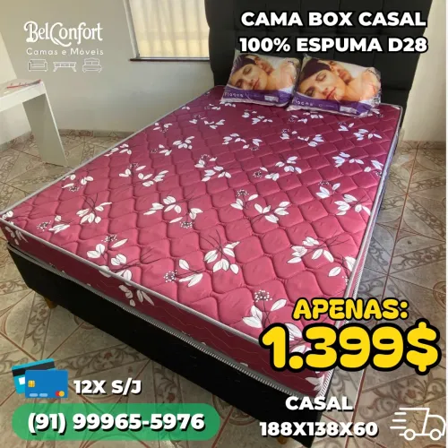 Cama Box Casal 100% Espuma D28 - Bel Confort