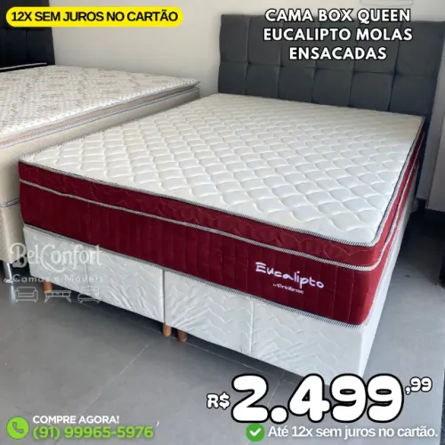 Cama Box Queen Molas Ensacadas Eucalipto Super Promoção 