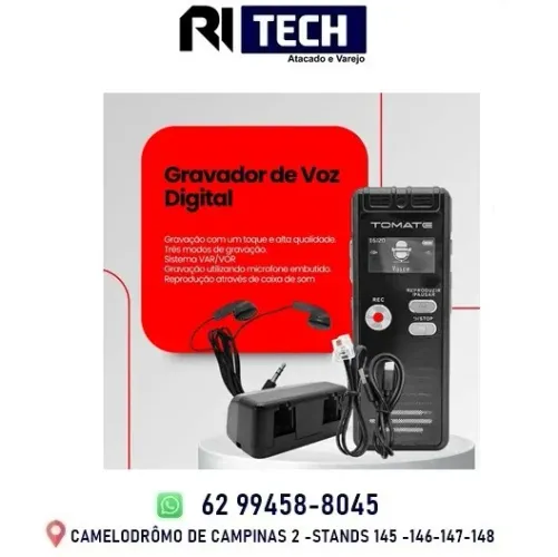 Gravador de Voz Digital Tomate: Compacto, Alta Qualidade e Bateria de Longa Duração
