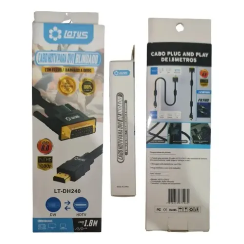 Cabo Hdmi Para Dvi 1.8m Blindado Full Hd