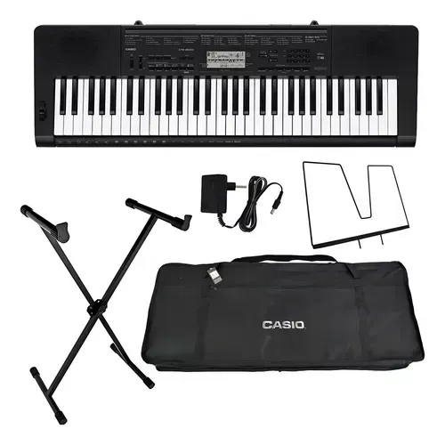 Kit Teclado Casio Ctk 3500 Fonte + Suporte X  + Capa Transporte Cor Preto