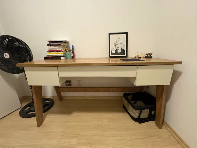Mesa de Escrivaninha 3 gavetas 150 cm Hanover e Off White