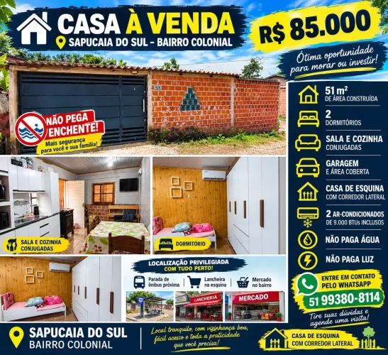 CASA À VENDA - SAPUCAIA DO SUL/RS - BAIRRO COLONIAL