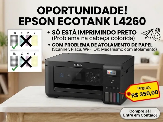 Epson EcoTank L4260 WiFi - Para Retirada de Peças ou Conserto (Frequente Atolamento)