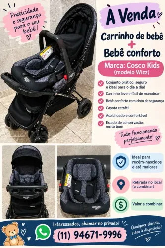 Carrinho de bebê e bebê conforto