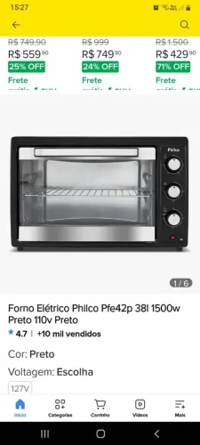 Forninho elétrico 38l usado