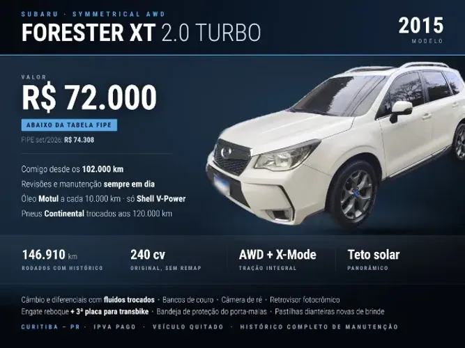 Subaru Forester XT 2.0 16V 4X4 Turbo Aut. 2015
