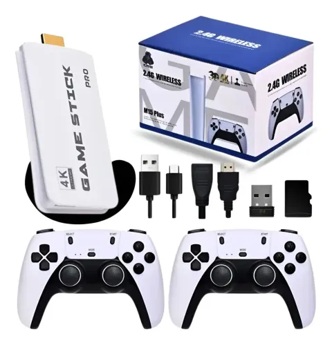 Console Retrô Game Stick M15 Plus 4K com 2 Controles