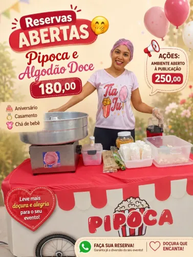 Algodão doce e pipoca 