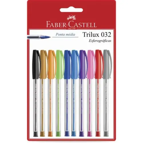 Caneta Esferográfica Trilux Colors 1.0mm 10 Cores - Faber-Castell