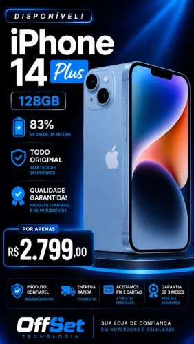 iPhone 14 Plus Azul - 128gb - SemiNovo